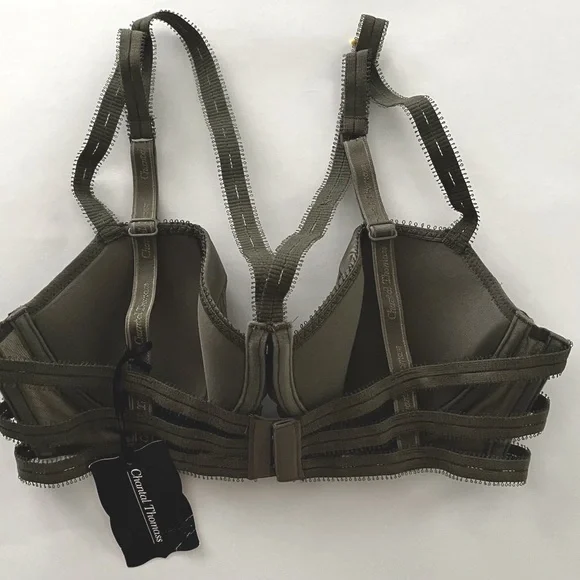 NWT - Chantal Thomas - Army Green Underwire Balconette Bra - 85D Fr / 32D US - Picture 7 of 7
